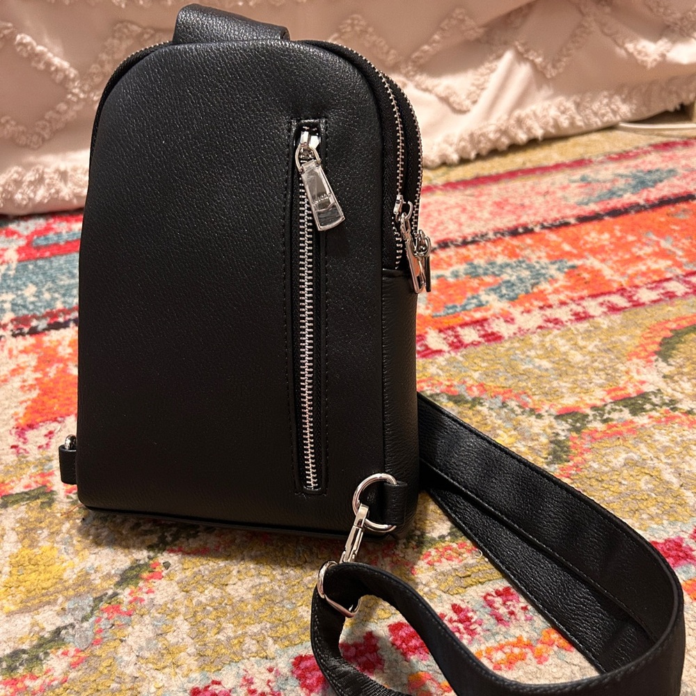 Amazon Anti Theft Black Leather Crossbody Sling Bag - Picture 7 of 15